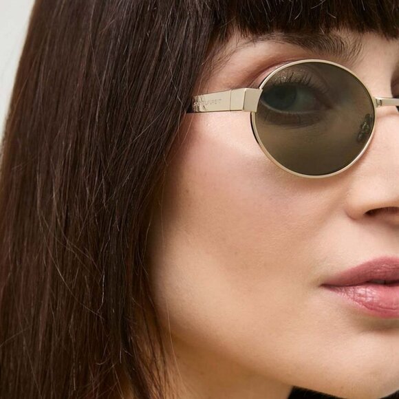 Saint Laurent SL692 003 BRAND NEW Sunglasses Gold Green Oval Women main image 12